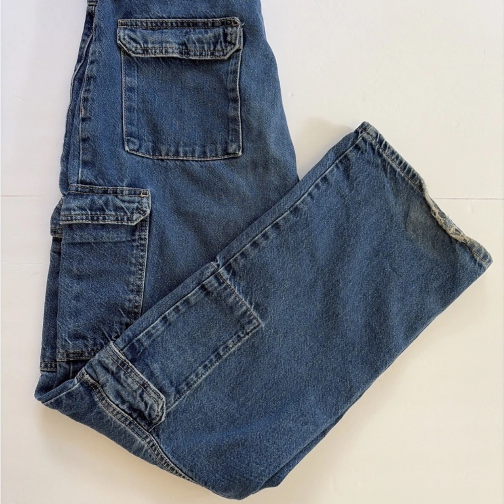 Zara Dark Blue Wide-Leg Cargo Jeans - Picture 12 of 13